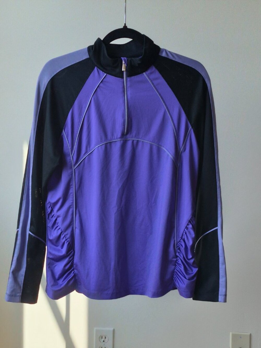 TAIL Activewear Top Womens L Purple Black Quarter Zip Golf Tennis Long Sleeve